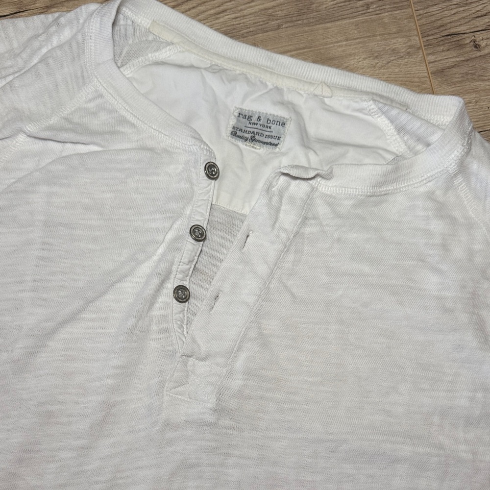 Rag & Bone Classic White Long Sleeve Henley